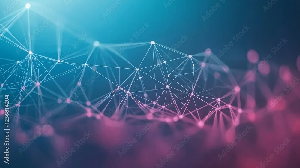 Poster deep dive into cyberspace connections with neon color network design