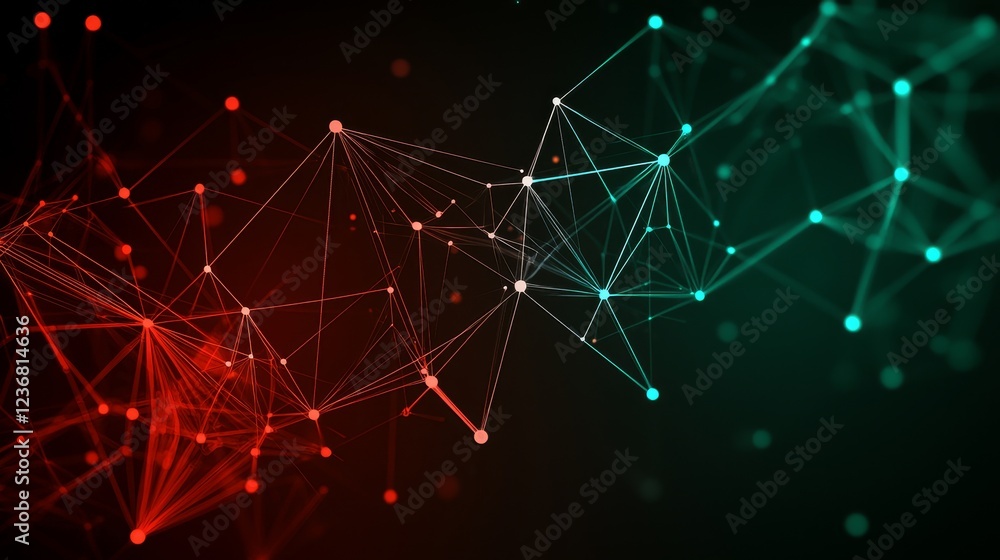 Poster abstract digital networks illustration with colorful points and lines