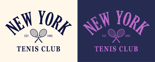 New York Tenis Club retro college varsity typographic vector graphic.