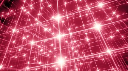 Abstract Crimson Network Glowing Lines And Stars