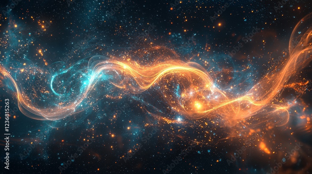 Aufkleber dynamic abstract digital connection in cosmic space with vibrant colors