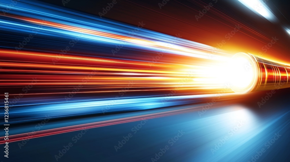 Poster dynamic light trails symbolizing speed and motion in a dark environment