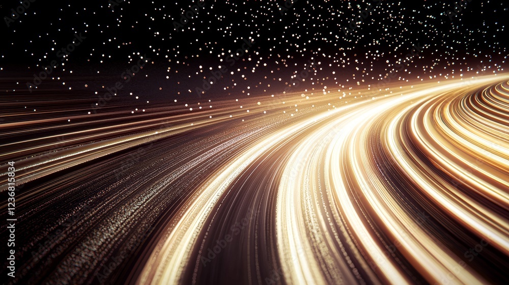 Poster elegant data flows illuminating a dark cyberspace in artistic design