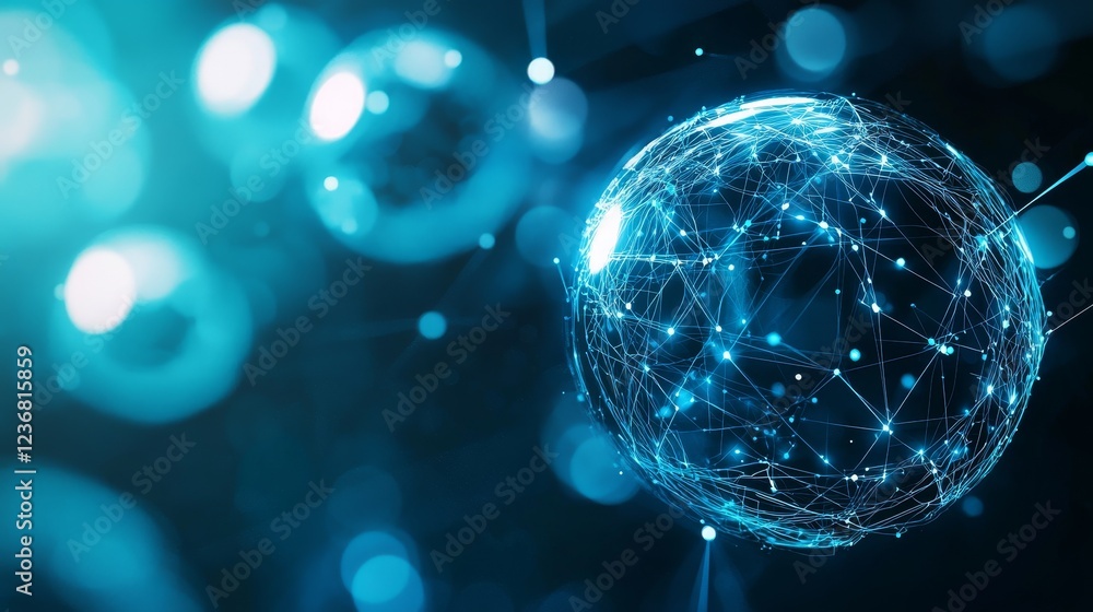 Poster digital spheres representing connection and encapsulation in technology
