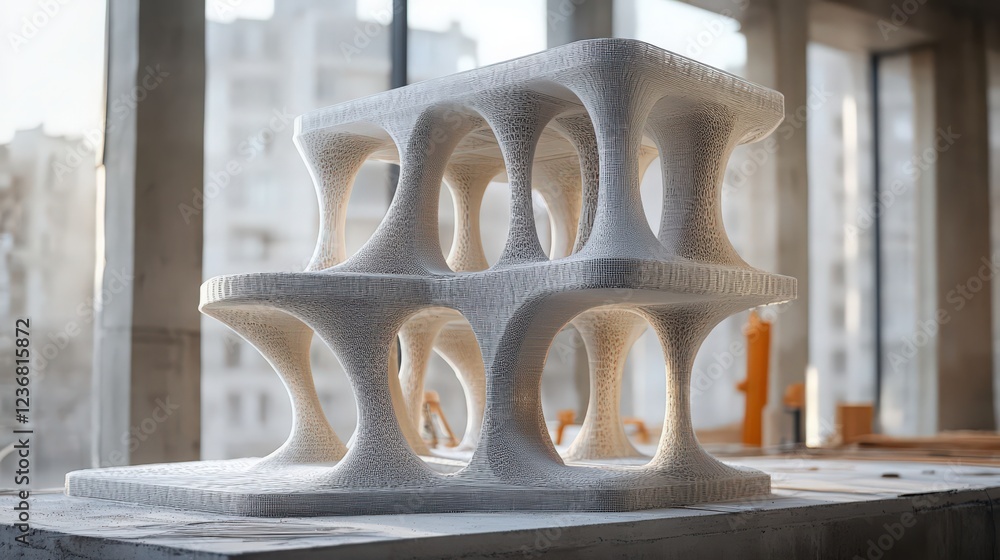 Poster innovative 3d printed architectural structure with complex geometric design