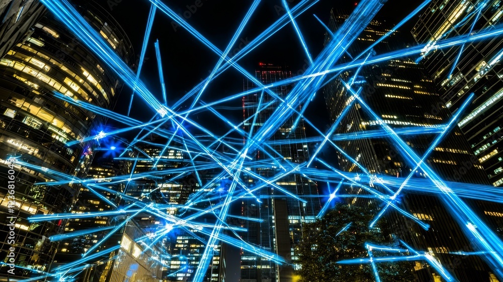 Poster dynamic light elements in urban space creating energetic visual impact