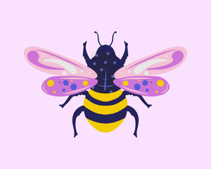 Colorful bee illustration clip art vector sticker t shirt design print art editable