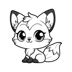 A Black Vector Silhouette of a Cute Little Fox