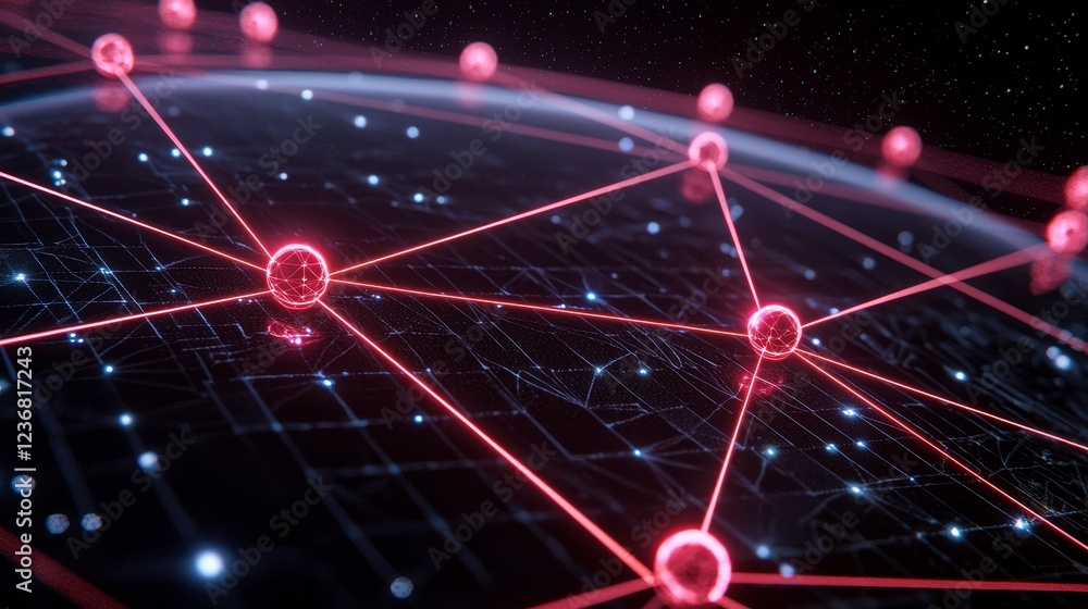 Poster experimental visuals of mapped connections in an abstract digital space