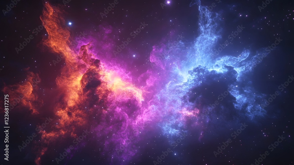 Aufkleber Breathtaking colorful and glowing cosmic nebula with swirling clouds of gas and dust set against the backdrop of the vast and mysterious universe