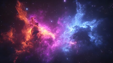 Fototapeta premium Breathtaking colorful and glowing cosmic nebula with swirling clouds of gas and dust set against the backdrop of the vast and mysterious universe
