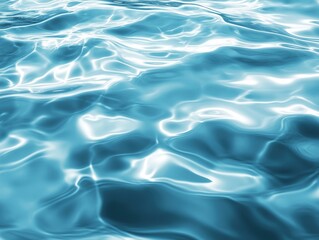 Digital art featuring a watery texture with light blue water surface, gentle ripples, and shimmering reflections, perfect for modern design projects, digital backgrounds, and creative artworks