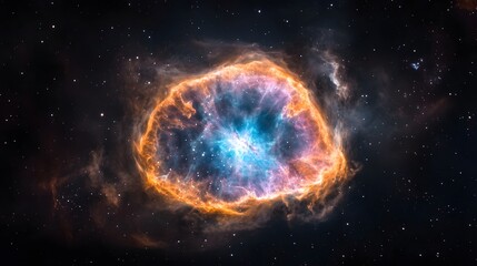 Obraz premium Breathtaking Cosmic Explosion Mesmerizing Supernova Phenomenon in the Depths of the Universe Showcasing the Fiery and Colorful Birth of a New Celestial Body within the Vast Expanse of the Cosmos