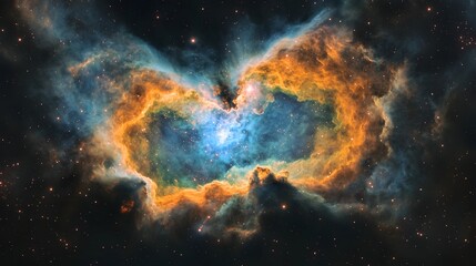 Fototapeta premium Breathtaking cosmic explosion of glowing luminous celestial clouds and energy in the deep mysterious universe Vibrant interstellar space background with dramatic galactic patterns and structures