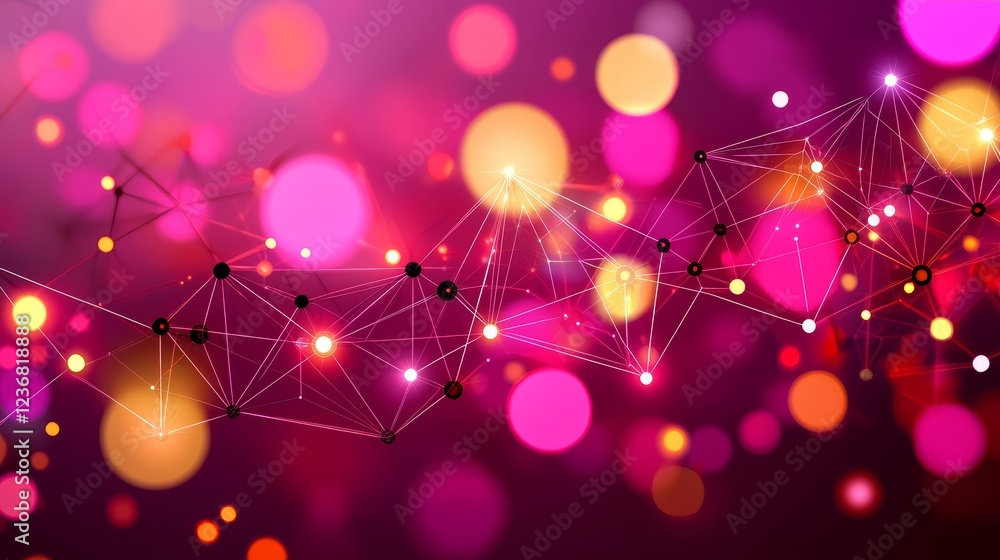 Poster abstract glowing connection webs in fluid motion with colorful background