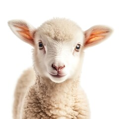 Fototapeta premium Portrait of a cute lamb, isolated on a black background