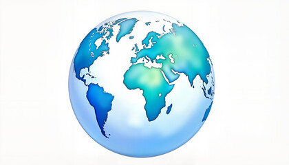 Fototapeta premium Detailed watercolor globe illustration on white background, global unity