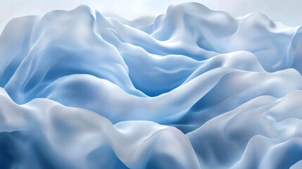 Obraz premium Delicate layers of blue fabric flow gracefully, evoking a sense of calm and movement under subtle lighting