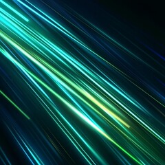 Abstract teal light streaks, dark background, motion blur, digital art, website banner