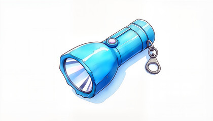 Colorful mini flashlight illustration with keychain attachment, creativity