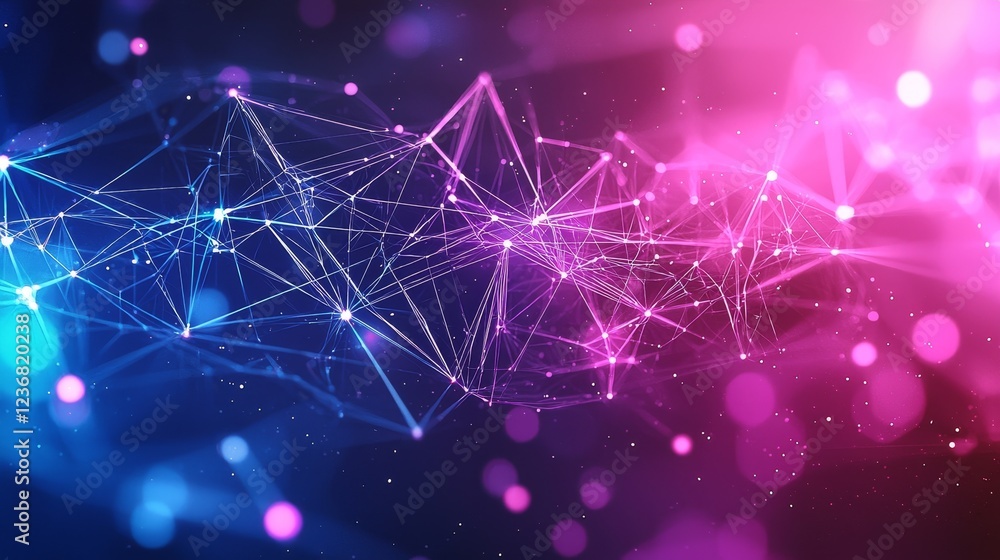 Poster vibrant digital gradient background with cybernetic overlays and patterns