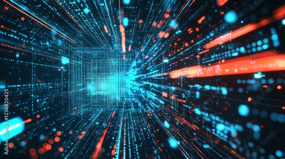Poster hyper modern cyberspace background with intricate digital patterns