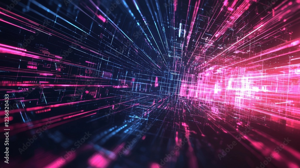 Poster dynamic hyper modern cyberspace background with intricate patterns and depth