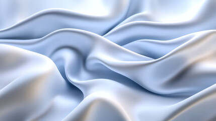 Obraz premium Light blue satin fabric gracefully flows in waves, showcasing its smooth texture and sheen