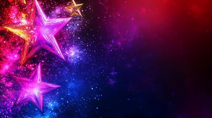Glowing Neon Stars Cosmic Background Design