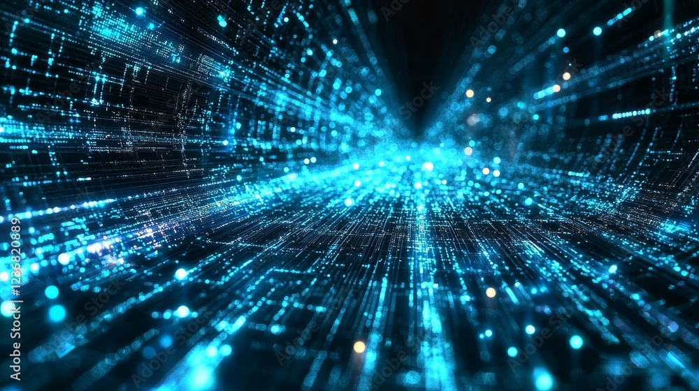 Poster infinite digital paths linking across a horizon of light and data streams