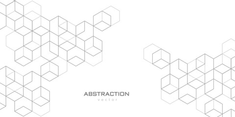 Technological white background. Abstract background of hexagons. Futuristic digital hi-technology banner. Vector illustration.