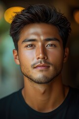A Young Man With Dark Hair And Brown Eyes