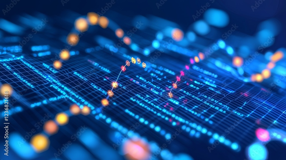 Poster intriguing digital analysis with enveloping graphs and data points