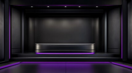 Modern Black Display Stand with Purple Lighting