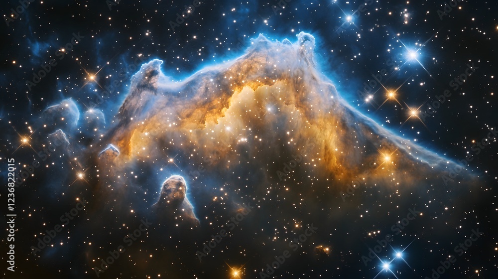 Poster captivating celestial spectacle shimmering nebula in the cosmic expanse showcasing the breathtaking 