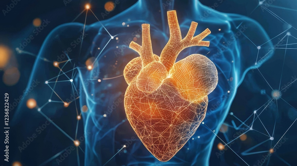 Poster digital heartbeat visualization with metaphorical concept of life and technology