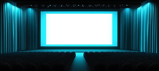 A sleek business presentation with an empty section for text on a large screen 