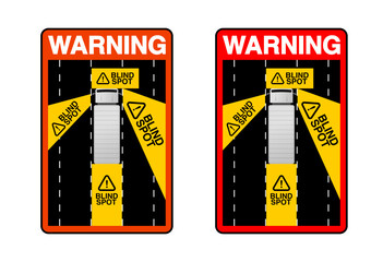 Blind spot warning sign top view of truck illustration