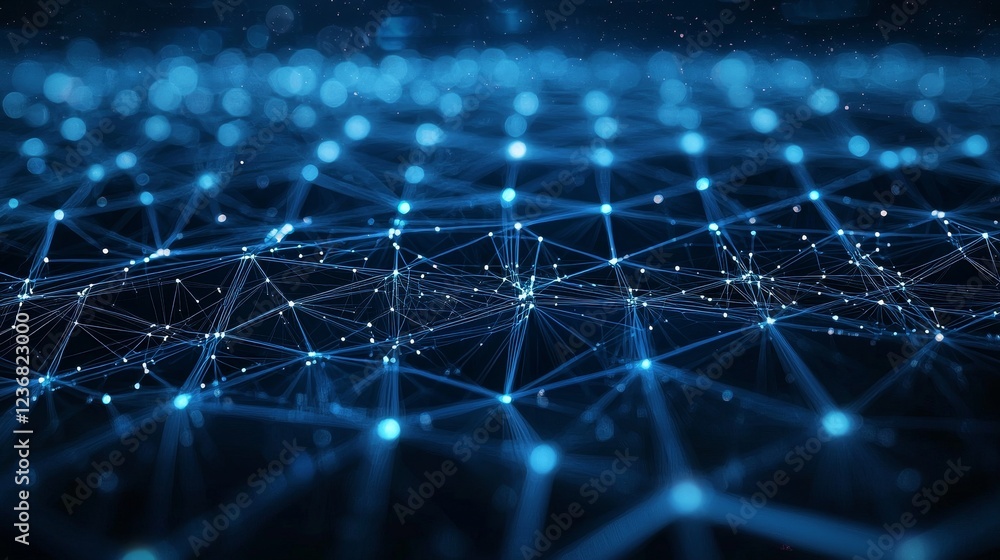 Aufkleber digital grids illustrating interaction in a futuristic space environment