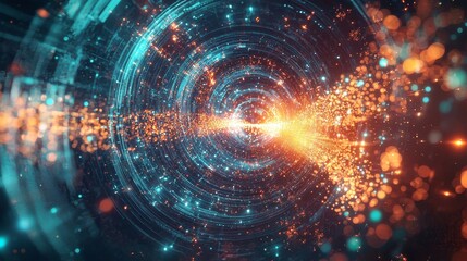Fototapeta premium Abstract Digital Art with Radiating Forms and Vibrant Light Effects