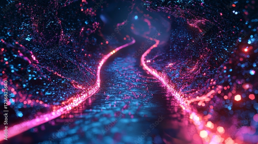 Poster resplendent digital trails encapsulating a vibrant path through space