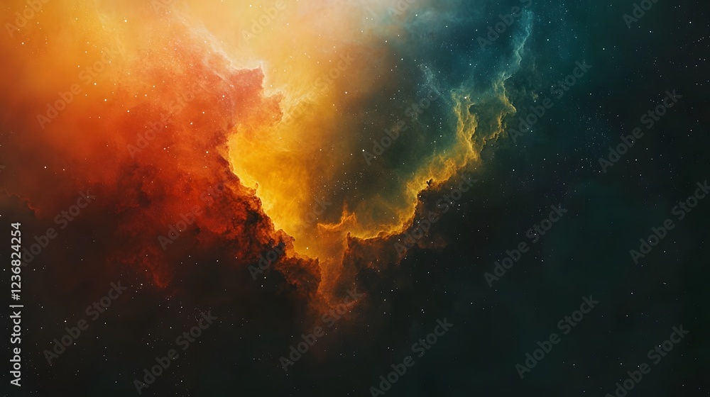 Aufkleber Captivating Cosmic Swirl of Vibrant Interstellar Nebula in the Vast Universe  Stunning abstract space scene with colorful glowing celestial gases stellar matter and energetic interstellar clouds