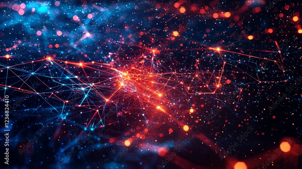 Aufkleber surreal abstract representation of cyberspace with glowing particles and lines