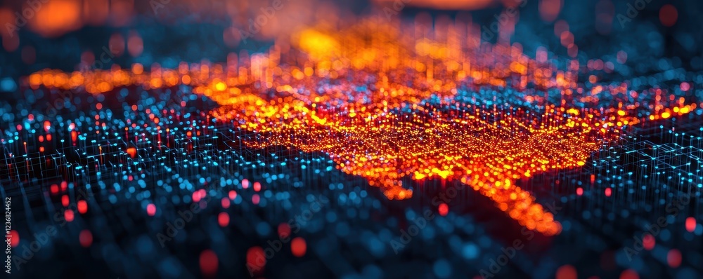 Poster abstract data visualization of digital landscape