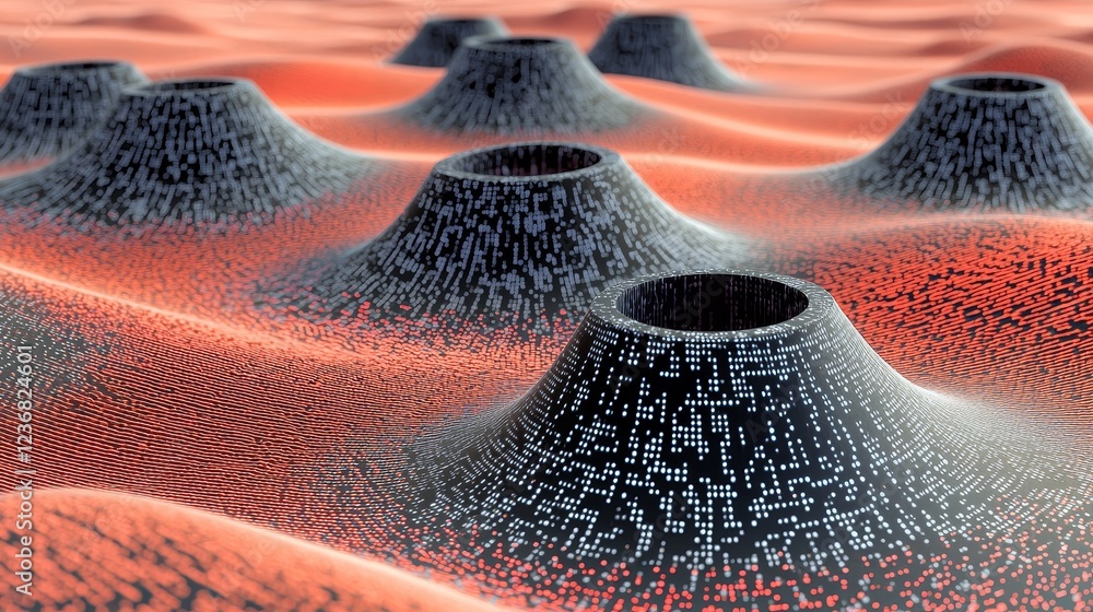 Poster surreal network landscape showcasing abstract geometric structures
