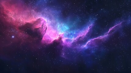 Captivating Cosmic Tapestry   Breathtaking galactic swirl of vibrant colorful nebula and radiant luminous stars set against the mysterious depths of the vast expansive universe  This dynamic