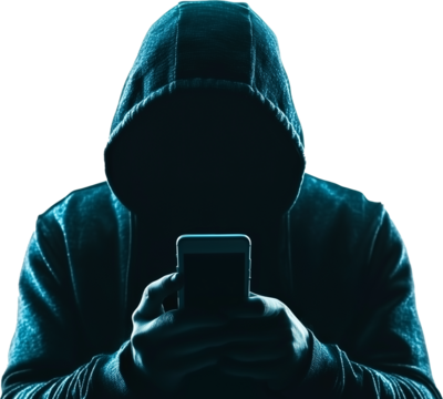 technology hacker stealing data on phone