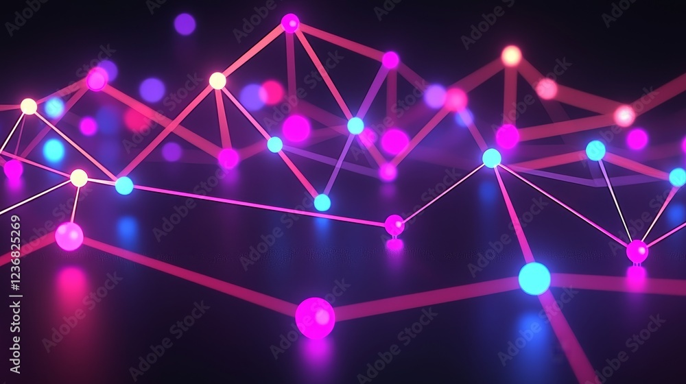 Aufkleber vibrant translucent connection lines melding with colorful points in space