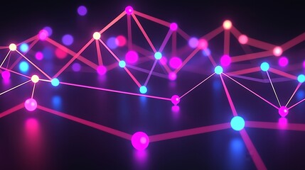 Vibrant Translucent Connection Lines Melding with Colorful Points in Space