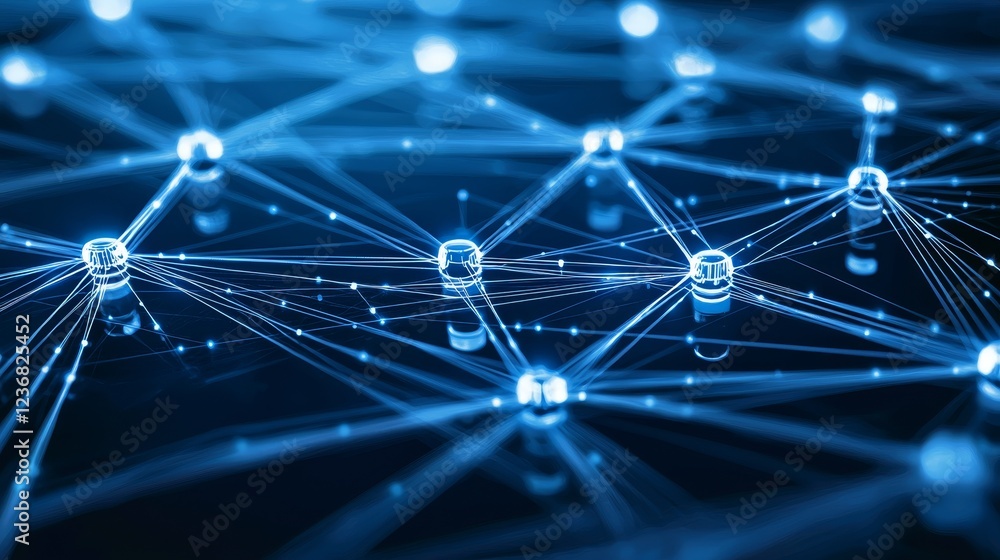 Poster intricate triangular connections and pathways in a digital network